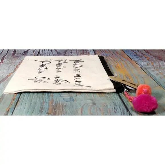 Positive Zip Pouch with Pom‎ Pom Accent - Picture 6 of 9